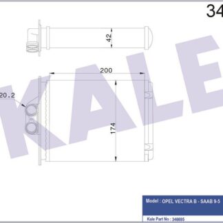 KALORİFER RADYATÖRÜ OPEL VECTRA B 1.6 1.7TD 1.6/1.8 16V 2.0/2.2DTI 2.5 95<02 – SAAB 9-5 1.9/2.2TID 2.0 2.3T 98<09 (BORUSUZ) [MEKANİK] [200X174X42]