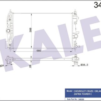 SU RADYATÖRÜ ASTRA J ASTRA GTC J ZAFIRA TOURER C CRUZE 1.4 1.6 10 + (AT) (AC/NAC) [BRAZING] [680X388X26]