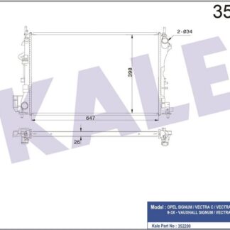 SU RADYATÖRÜ [KL356910 MEKANİK VERSİYONU] OPEL VECTRA C 1.6 1.8 1.6/1.8 16V 02<08 – SAAB 9-3 1.8/2.0T 03<15 (MT) (AC/NAC) [BRAZING] [650X398X26]