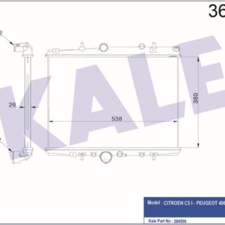 SU RADYATÖRÜ PEUGEOT 406 99<04 607 00<05 – CITROEN C5 01<04 2.0HDI 2.0 16V (MT) [BRAZING] [380X538X26]