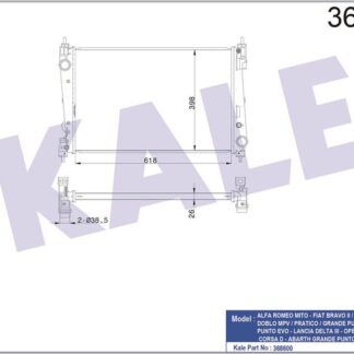SU RADYATÖRÜ FIAT BRAVO II 07 PUNTO 05=> PRATICO 07<12 1.4 1.6/1.9/2.0DMTJ – OPEL CORSA D 1.3/1.7CDTI 1.6TURBO 06 – LANCIA DELTA III 1.4 1.6/2.0DMTJ 08<14 (MT) (AC/NAC) [BRAZING] [618X398X26]
