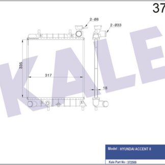 SU RADYATÖRÜ HYUNDAI ACCENT ADMIRE 1.3 1.5 99<05 (MT) (AC/NAC) [BRAZING] [335X317X16]