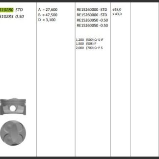 PISTON + SEGMAN 77MM STD MINI N12 B14 A R56 PEUGEOT EP3 207 308