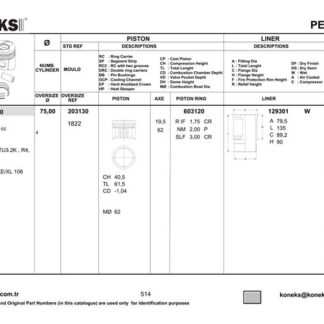 MOTOR GOMLEK (75,00) / (STD) P106 P206 SAXO AX P205 BX TU3JP (1,4 8V) P206 P307 P207 P1007 C2 C3 C3 II C4 ET3J4 (1,4 16V) UZUN BOY:135MM