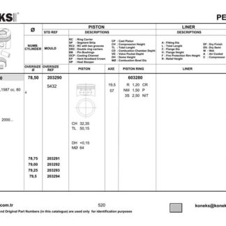 MOTOR PISTON SEGMAN P307 P206 PARTNER II BERLINGO II C3 C4 TU5JP4 (1,6 16V) 78,50MM (0,25 FARKLI)
