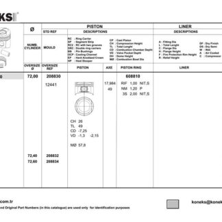 MOTOR PISTON SEGMAN FIAT EGEA 1.4 16V 15> (72.00MM)