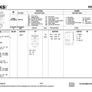 MOTOR PISTON SEGMAN EXPERT JUMPY SCUDO P306 XSARA P406 XANTIA P405 P806 EVESION XUD9T 1,9TD 83,00MM (STD)