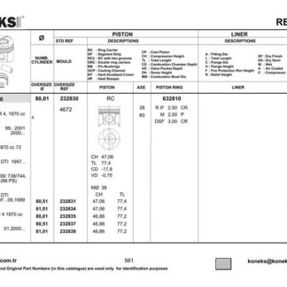 MOTOR PISTON+SEGMAN KANGOO MEGANE LAGUNA TRAFIC SCENIC VIVARO CARISMA 1.9TDI F9Q (80.00MM)