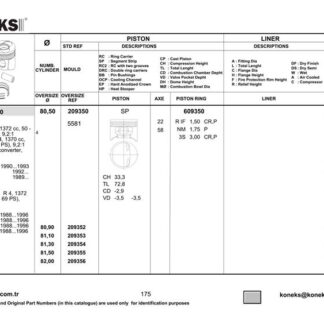 MOTOR SEGMANI TIPO – UNO 70 – PALIO / 1.4 IE (M605PB 13 C014) 80,5MM STD
