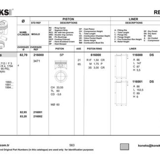MOTOR SEGMANI 82,7MM STD CLIO-R19-LAGUNA 1.8 CC (F3P 678)