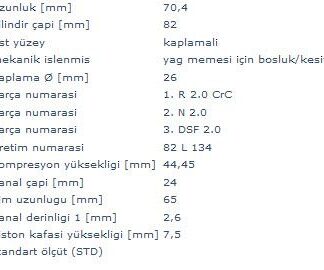 MOTOR PISTON SEGMAN 82,00MM (STD) DOBLO 1.9 D 01>