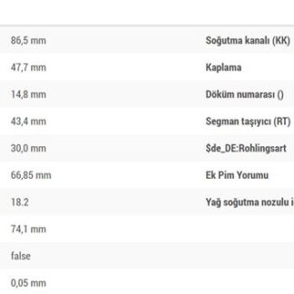 MOTOR PISTON SEGMAN (86,00MM) / (0,50 FARKLI) TRANSIT V184 V185 01>06 MONDEO 2,0TDCI 125PS 04>06 ONDEN CEKER
