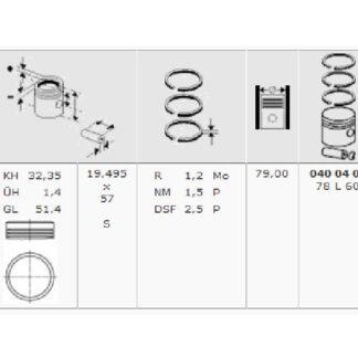 MOTOR PISTON SEGMAN P307 P206 PARTNER II BERLINGO II C3 C4 TU5JP4 (1,6 16V) 79,00MM (0,50 FARKLI)