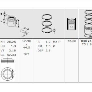 MOTOR PISTON SEGMAN P206 P307 P207 P1007 C2 C3 C3 II C4 ET3J4 (1,4 16V) 75,00MM (STD)