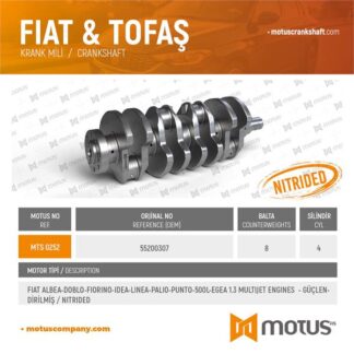KRANK MILI 500 500C 500L ALBEA DOBLO PUNTO FIORINO GRANDE PUNTO IDEA LINEA PALIO PANDA 1.3 MJET 06> ALFA ROMEO MITO 1.3 MJET 09>18 CITROËN NEMO 1.3 HDI 10> FORD KA 1.3 TDCI 08>16 LANCIA YPSILON MUSA 1.3 MJET 06>12 OPEL MERIVA A – B CORSA D COMBO ASTRA J – H 1.3 CDTI 03> PEUGEOT BIPPER 1.3 HDI 10> SU