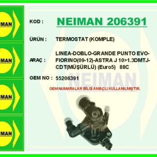 TERMOSTAT (KOMPLE) LINEA-DOBLO-GRANDE PUNTO EVO-FIORINO(09-12)-ASTRA J 10>1.3DMTJ-CDT(MUSURLU) (Euro5) 88C