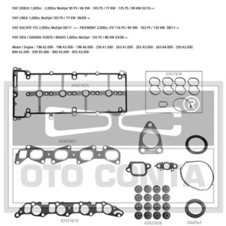 MOTOR UST TAKIM CONTA FIAT 500L BRAVO II DOBLO PUNTO IDEA LINEA PRATICO SEDICI 1.6 MJET 10> FREEMONT DOBLO 2.0 MJET 11> ALFA ROMEO GIULIETTA 159 MITO 1.6 2.0 MJET 09> JEEP RENEGADE 2.0 CRD 14> LANCIA DELTA III 1.6 MJET 08>14 OPEL COMBO 1.6 CDTI 12> SUZUKI SX-4 S-CROSS VITARA 1.6 2.0 DDiS 09>