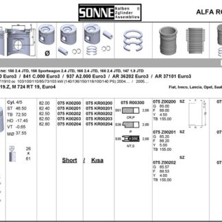 MOTOR PISTON SEGMAN FIAT BRAVA BRAVO II CROMA DOBLO GRANDE PUNTO MAREA SEDICI STILO 1.9 JTD 01> ALFA ROMEO 147 156 159 1.9 JTD 01>05 OPEL ASTRA H VECTRA C ZAFIRA B 1.9 CDTI 04>10 SUZUKI SX4 1.9 DDIS 06> SAAB 9-3 1.9 TID 04>15
