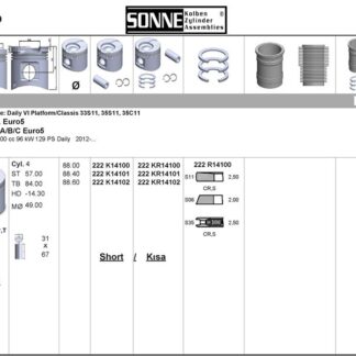 MOTOR PISTON+SEGMAN (STD) DUCATO III IVECO DAILY KARSAN JEST 2,3JTD C13 F1A EURO5 MOTOR 11>14