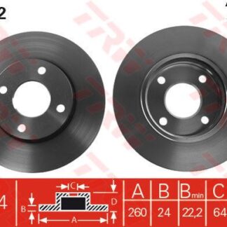 ON FREN DISK AYNASI MONDEO II / III 92>00 SCORPIO 94>98 COUGAR 98>001,6 16V / 1,8 / 2,0I 16V (260 X 24×4D) HAVA SOGUTMALI