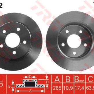 ARKA FREN DISK AYNASI FOCUS II 04 /> FOCUS II C MAX 03>07 C MAX 07 /> 1,6TI 16V / 1,6TDCI / 1,8 MAZDA III 03> OLCU (265 X 11×5 BIJON)