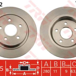 ARKA FREN (AYNASI) DISKI FOCUS II CB4 04>11 C-MAX (DM2) 07>09 VOLVO V50 04>12 C30 06>12 C70 II 05>13 S40 II 04>12 17 JANT – 16 JANT DÜZ 280mm 5 BİJON