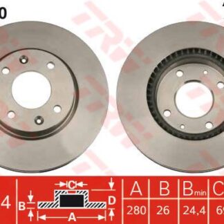 ON FREN DISK AYNASI HAVALI HYUNDAI ELANTRA 1.6 2.0 00-06 SONATA 2.0 01-04 MEGANETIS 2.0 01-> (280X4)
