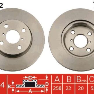 FREN DISKI ON YARIS 1.33 10- / YARIS D4D 05- (258-4)