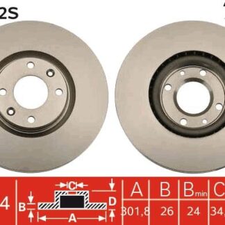 FREN DISKI ON (302 mm) 208/308/5008/C4/DS4/DS5 07-