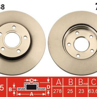 ON FREN DISK AYNASI FOCUS III 1,6ECO / 1,6TDCI FOCUS II 04 /> FOCUS II C MAX 03>07 C MAX 07 /> 1,6ECO / 1,6TDCI / 1,8 16V / 2,0TDCI VOLVO S40 OLCU: (278 * 25)