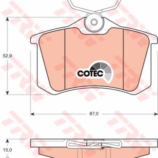 ARKA FREN BALATASI MEGANE II A3 GOLF PASSAT II,III,IV VENTO JETTA II OCTAVIA CORDOBA IBIZA TOLEDO P405 (I II) / (YUKSEKLIK: 52,9 MM, UZUNLUK: 87 MM, KALINLIK: 17 MM)
