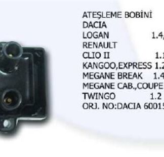 ATEŞLEME BOBİNİ CLIO II CLIO II 98> KANGOO 97> MEGANE II MEGANE I MEGANE I 96>03 LAGUNA I II LAGUNA II 01> 1.9 DCI TRAFIC TRAFIC 1.9 DCI / LOGAN 04> / VIVARO / PRIMERA P12 02> 1.9 DCI