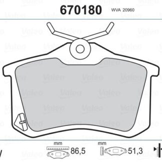 ARKA FREN BALATASI MEGANE II A3 GOLF PASSAT II,III,IV VENTO JETTA II OCTAVIA CORDOBA IBIZA TOLEDO P405 (I II) / (YUKSEKLIK: 52,9 MM, UZUNLUK: 87 MM, KALINLIK: 17 MM)