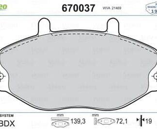 FREN BALATASI ÖN TRANSIT T15 2.0 2.5 DI 2.5TD 2.5 TDI 91>00 CAP 138.8- 72 -18.8