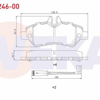 FREN BALATA ARKA FISLI MERCEDES SPRINTER 3,5T (906) 316 CDI 2006-2009/ 313 CDI 2006-2009/ 315 CDI 2006-2009/ VW CRAFTER 30-35 2.5 TDI 2006-2016/ CRAFTER 30-35 2.0 TDI 2006-2016/