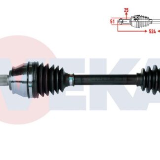 KOMPLE AKS SAG ON FIAT DOBLO (119,223) 1.3 MJT UZUNLUK 524 MM 2001-2010