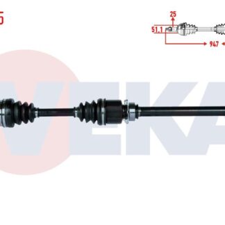 KOMPLE AKS SAG ON FIAT LINEA (323) 1.6 MTJ EURO 4 (IC AKS KAFASI TAKILI) UZUNLUK 947MM 2007-