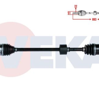KOMPLE AKS SAG ON FIAT LINEA (323) 1.4 UZUNLUK 883MM 2007-