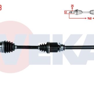 KOMPLE AKS SAG ON FIAT DOBLO (119,123) 1.3 MJT M-T UZUNLUK 940 MM 2005-2010
