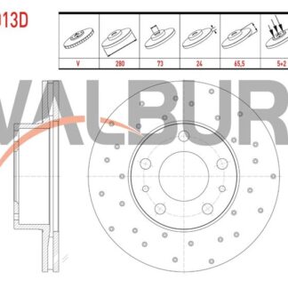 FREN DISKI ON HAVALI PERFORMANS DELIKLI 5 BJN 280×24X73X65,5 FIAT DUCATO 2.8 TDI- 2.0 MJT- 2.3 MJT 2