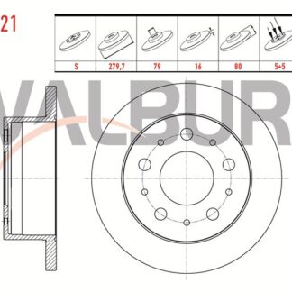 FREN DISKI ARKA DUZ 5 BJN 16 JANT 279,7×16×79×80 FIAT DUCATO 2.0 MJT – 3.0 MJT- 2006-2014/ PEUGEOT BOXER III 2.2 HDI 2006-2014/ CITROEN JUMPER III 2.2 HDI 2006-2014