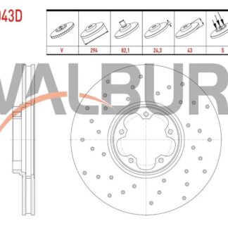 FREN DISKI ON HAVALI PERFORMANS DELIKLI 5 BJN 294×24,3X82,1X43 FORD TRANSIT (V184) 2.0 DI – 2.0 TDCI