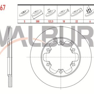FREN DİSKARKA TRANSIT V363 14> 5 BİJON DÜZ 308MM