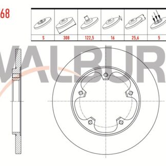 FREN DİSKARKA TRANSIT V363 14> 5 BİJON DÜZ 308MMTEK TEKER