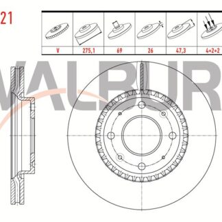 FREN DISKI ON HAVALI 4 BJN 275,1×26×69×47,3 KIA CERATO (LD) 1.5 CRDI 2004-2012 / CERATO (LD) 1.6İ 2004-2012
