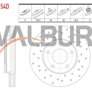 FREN DISKI ON HAVALI PERFORMANS DELIKLI 5 BJN 279,7X28X68X49,2 NISSAN PRIMERA (P12) 1.6i – 2.0i 2002