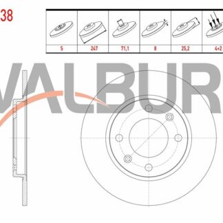 FREN DISKI ARKA DUZ 4 BJN 247×8X71,1×25,2 PEUGEOT 306 1.6İ 1993-2002/ 106 GTI 1996-2005/ CITROEN XSARA 1.6İ 1997-2005 – SAXO 1.6 VTS 1996-2004