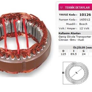 STATOR BOSCH TIP 12V 55A GENIS GOVDE T PORTER GOLF CITROEN BMV AUDI NURSAN 165012