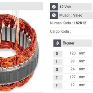 STATOR VALEO TIP 12V 95 AMP 3 CIKIS DACIA LOGAN ,DACIA SANDERO,DACIA DOKKER