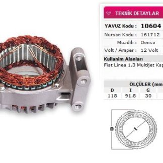 STATOR DENSO TIP 12V 90A 1,3 MULTIJET LINEA KAPAKLI NURSAN 161712